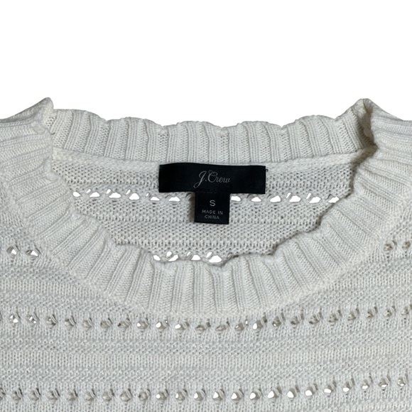 J. Crew White Scalloped Pointelle Lightweight Sweater Womens S - Picture 5 of 9